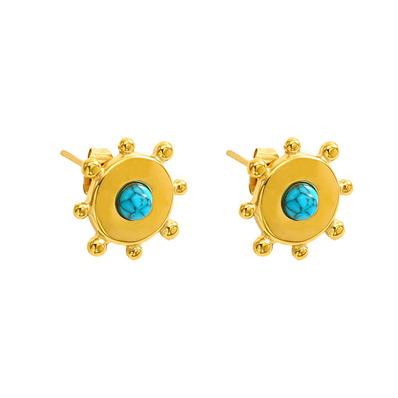 1 paire de boucles d'oreilles à tige géométriques simples en acier inoxydable plaqué or 18 carats pour femme h5 